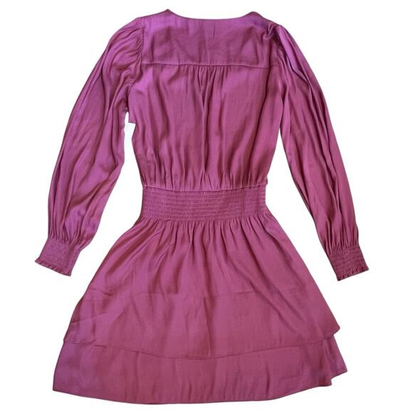 Evereve Women’s Sz XS NWT Shiloh Satin Long Sleeve Mini Dress Dusty Rose $118 - Picture 9 of 13